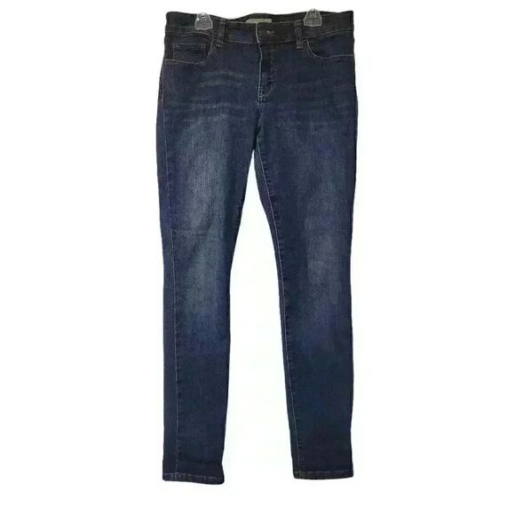 𝅺Banana Republic Women's Medium Wash Navy Cotton/Spandex Blend Skinny Fit Jeans - Picture 1 of 9